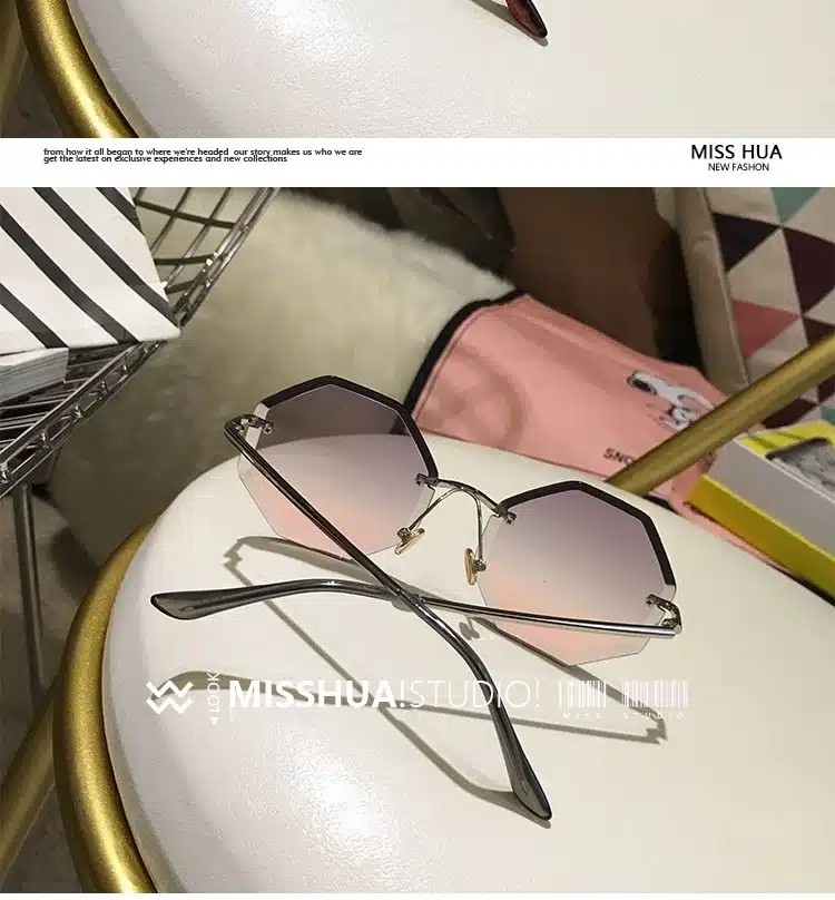 new round sunglasses women oversized eyewear 2018 gradient brown pink rimless sun glasses for female gift Brand Designer uv400 14
