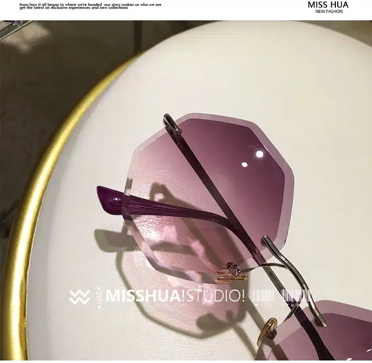 new round sunglasses women oversized eyewear 2018 gradient brown pink rimless sun glasses for female gift Brand Designer uv400 15