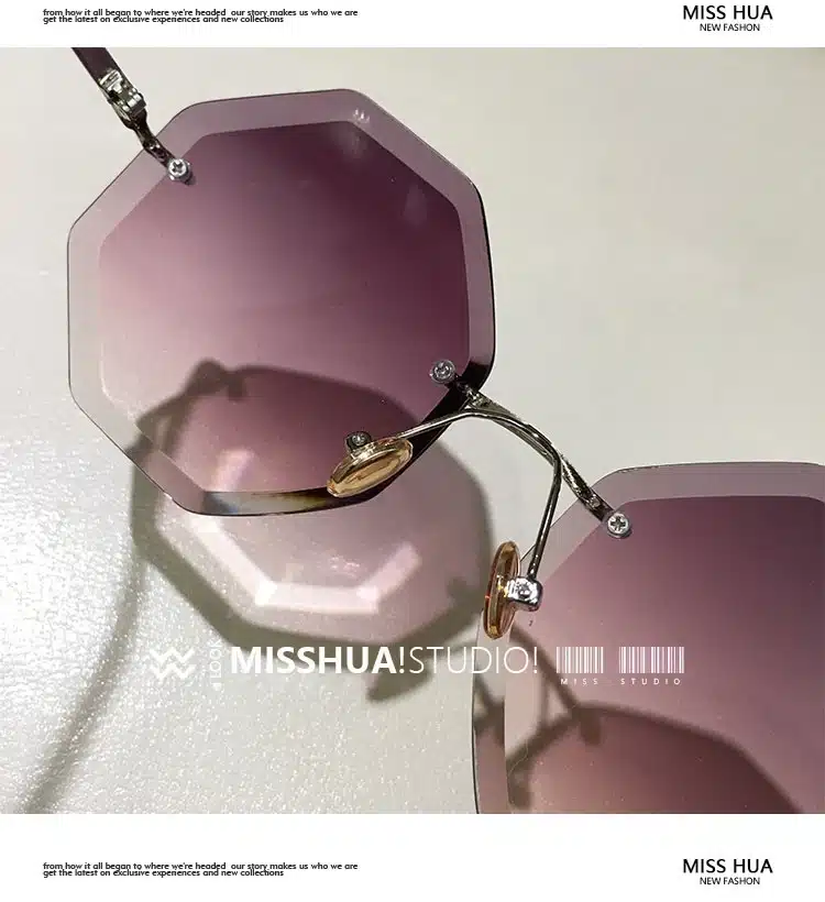 new round sunglasses women oversized eyewear 2018 gradient brown pink rimless sun glasses for female gift Brand Designer uv400 17