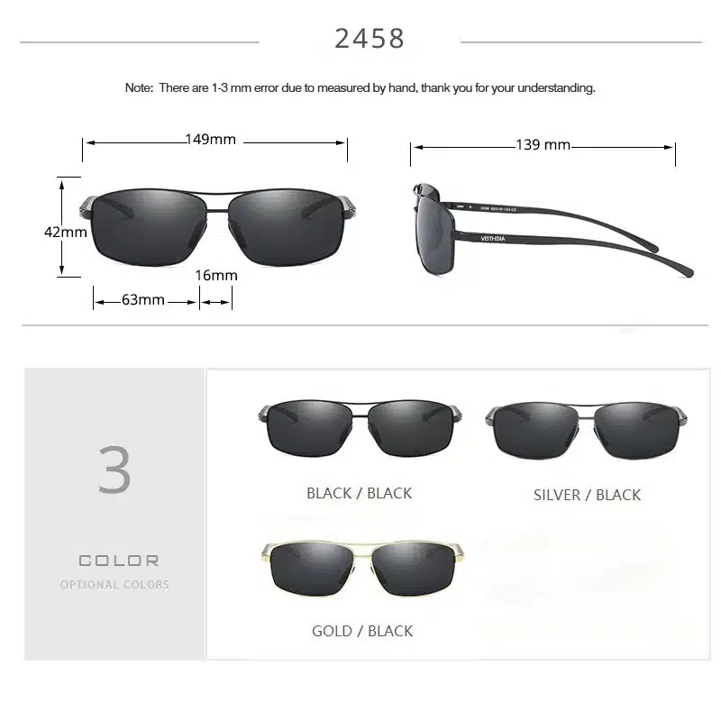 VEITHDIA Brand New Polarized Men's Sunglasses Aluminum Sun Glasses Eyewear Accessories For Men oculos de sol masculino 2458 14