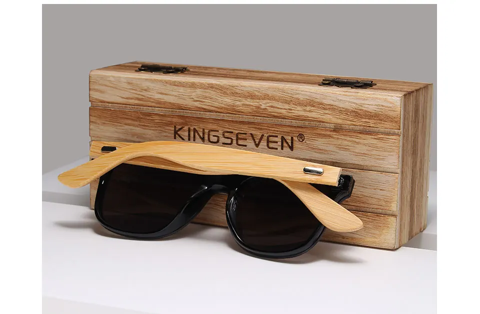 KINGSEVEN 2019 Bamboo Polarized Sunglasses Men Wooden Sun glasses Women Brand Original Wood Glasses Oculos de sol masculino 11