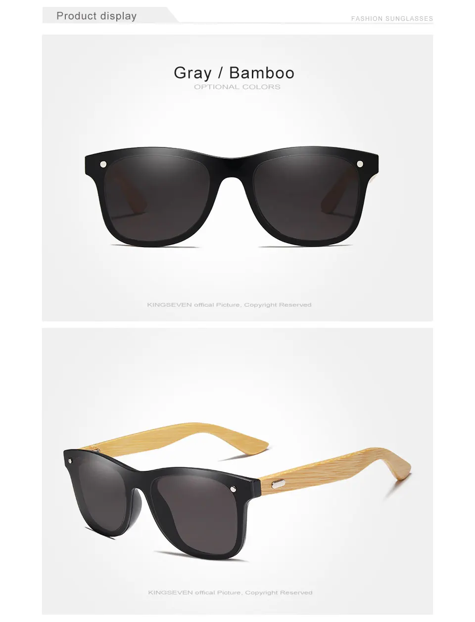 KINGSEVEN 2019 Bamboo Polarized Sunglasses Men Wooden Sun glasses Women Brand Original Wood Glasses Oculos de sol masculino 16