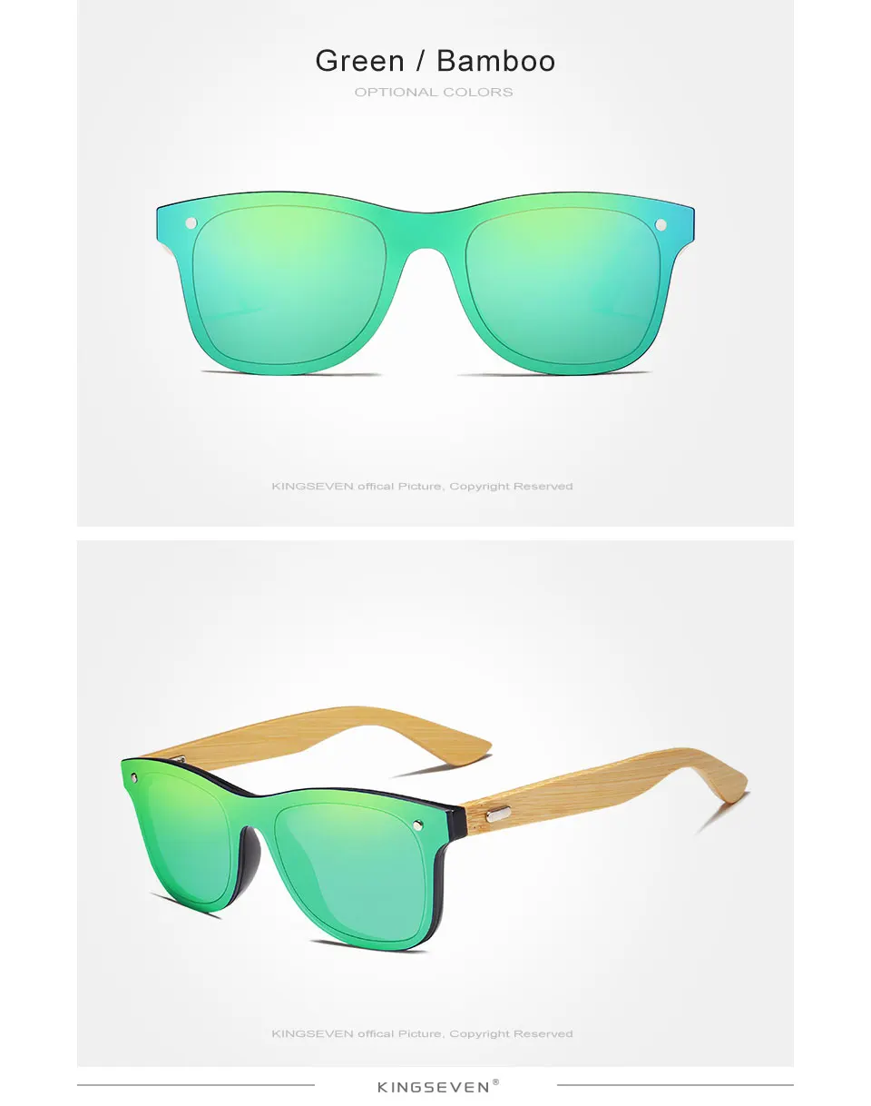 KINGSEVEN 2019 Bamboo Polarized Sunglasses Men Wooden Sun glasses Women Brand Original Wood Glasses Oculos de sol masculino 18