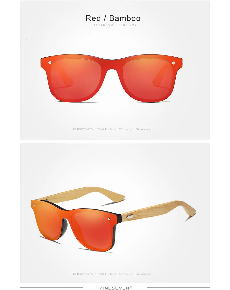 KINGSEVEN 2019 Bamboo Polarized Sunglasses Men Wooden Sun glasses Women Brand Original Wood Glasses Oculos de sol masculino 20