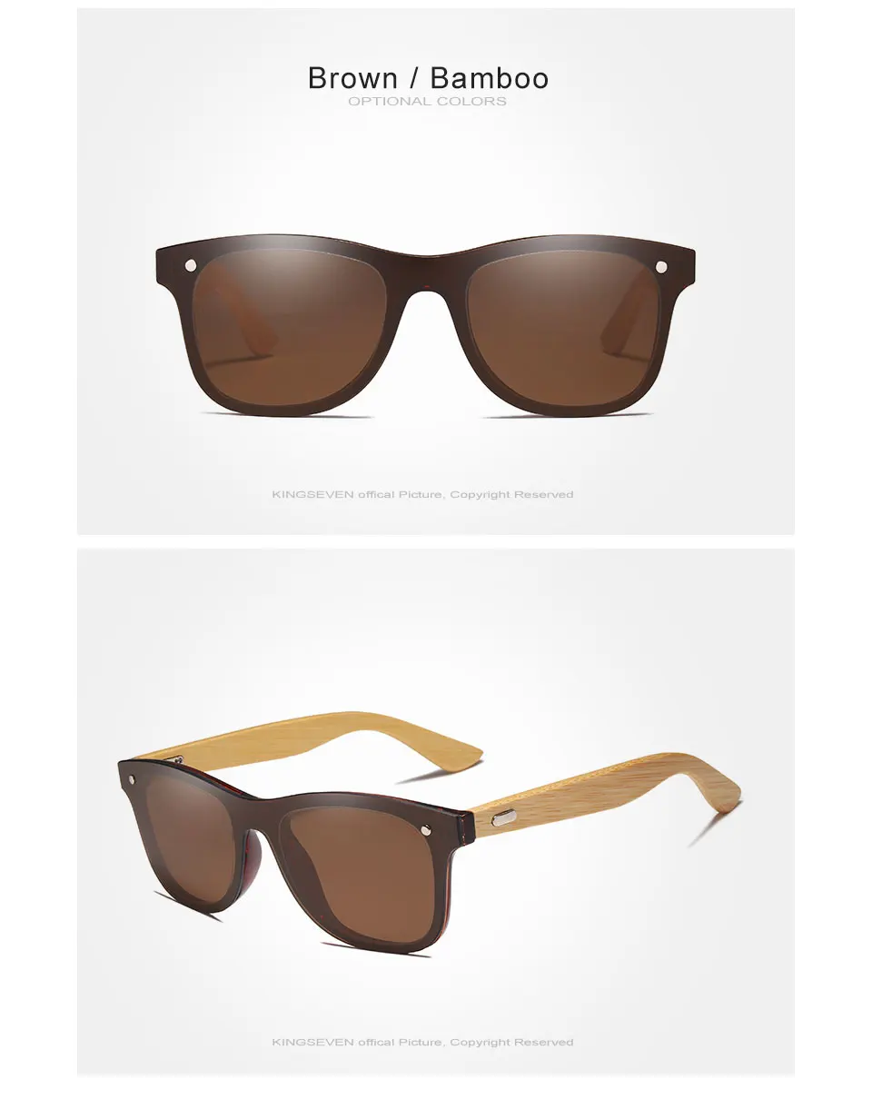 KINGSEVEN 2019 Bamboo Polarized Sunglasses Men Wooden Sun glasses Women Brand Original Wood Glasses Oculos de sol masculino 21