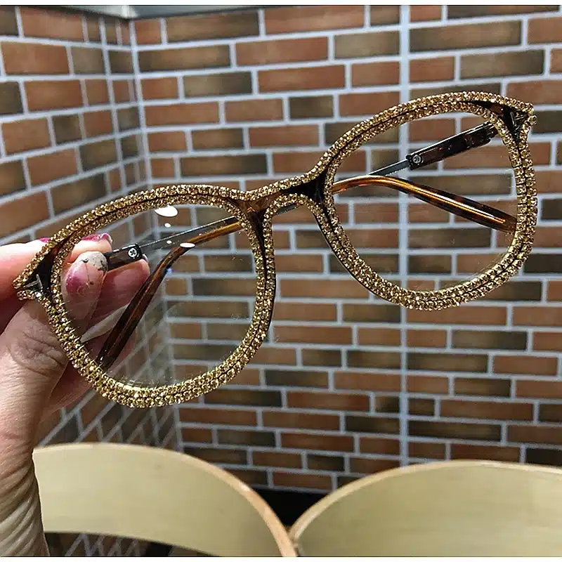 Gold rhinestone cat eye Sunglasses for Women Brand Designer Shades Sun Glasses Men Vintage Metal Clear Eyewear UV400 Sunglass 13