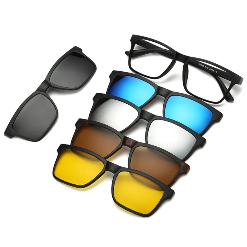 IMIXLOT 5 Pieces Clip On Sunglasses Polarized Magnetic Glasses Spectacle Frame Men Women Male Driving Myopia Optical 16