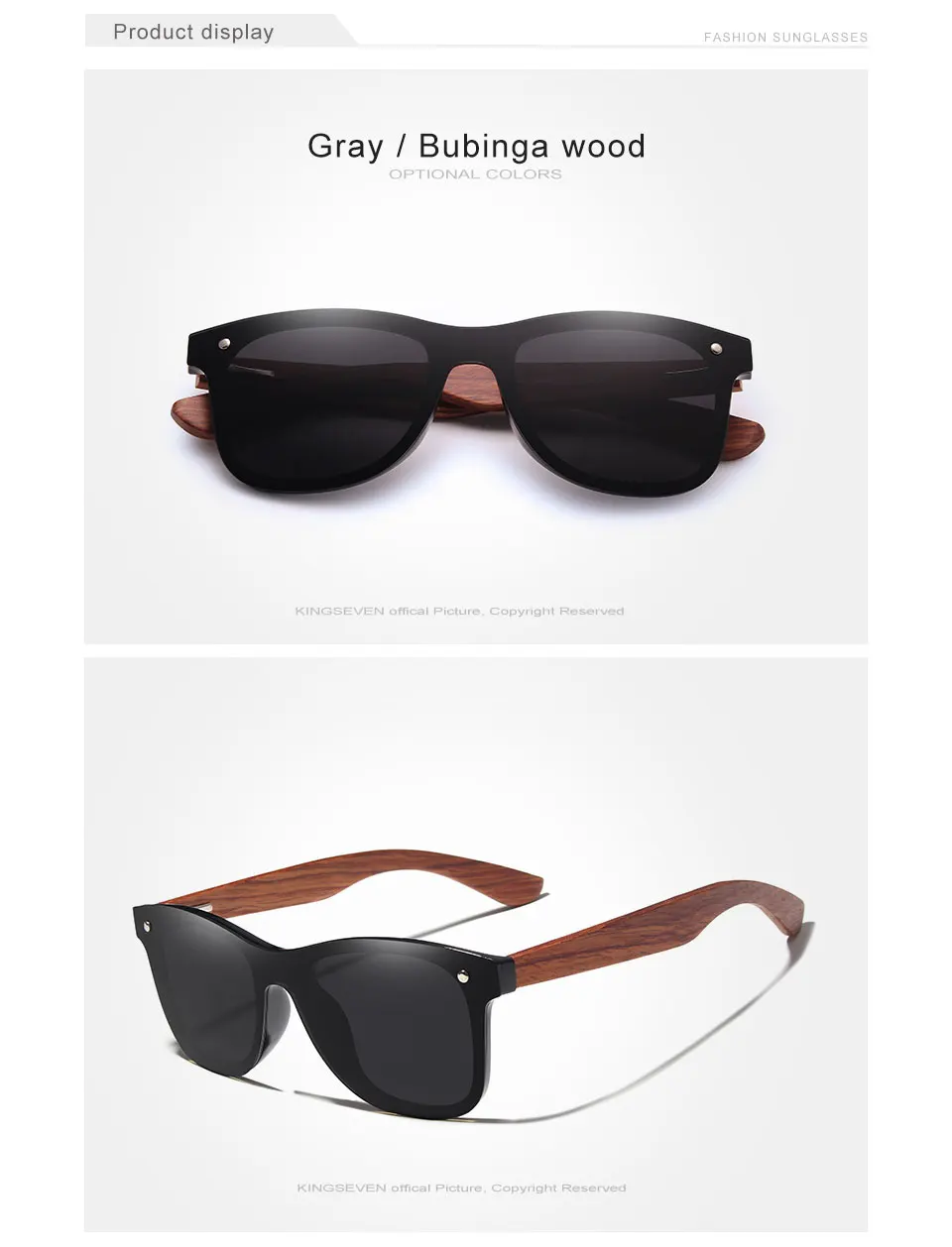 KINGSEVEN 2019 Wood Rimless Polarized Men's Sunglasses Square Frame Sun glasses Women Sun glasses Male Oculos de sol Masculino 14