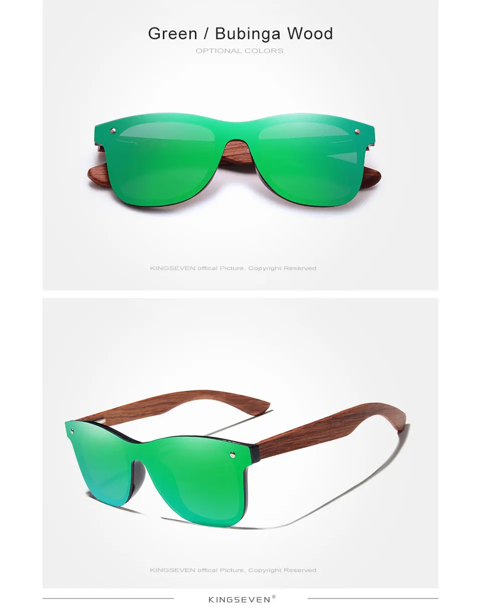 KINGSEVEN 2019 Wood Rimless Polarized Men's Sunglasses Square Frame Sun glasses Women Sun glasses Male Oculos de sol Masculino 16