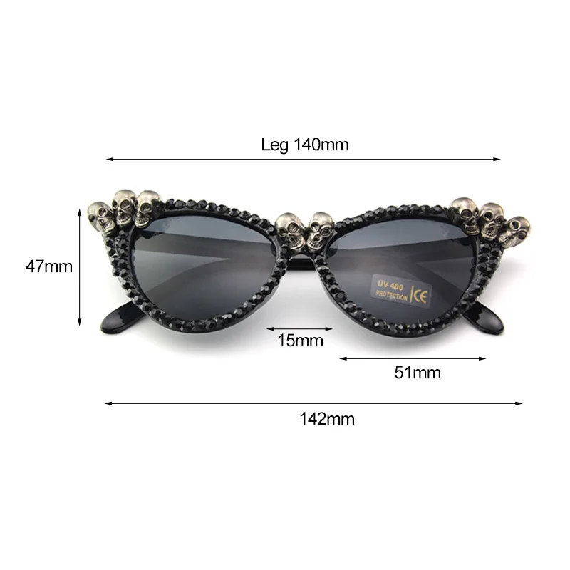 Vazrobe handmade Cat Eye Sunglasses Women Glasses woman rhinestone DIY Steampunk Drop Shipping Wholesale High Quality 3