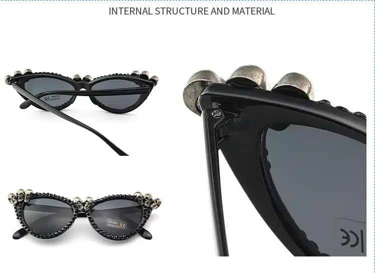 Vazrobe handmade Cat Eye Sunglasses Women Glasses woman rhinestone DIY Steampunk Drop Shipping Wholesale High Quality 7