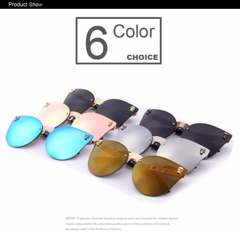 MERRYS Fashion Women Gothic Eyewear Skull Frame Metal Temple Oculos de sol UV400 16