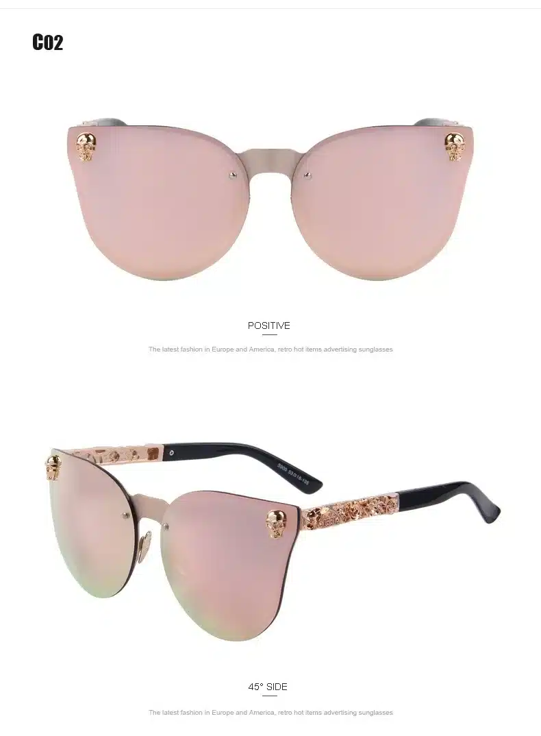 MERRYS Fashion Women Gothic Eyewear Skull Frame Metal Temple Oculos de sol UV400 19