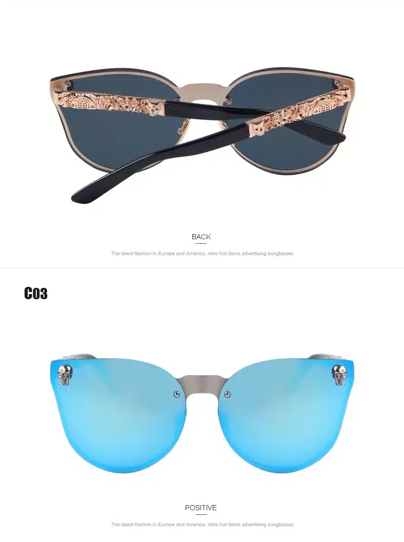 MERRYS Fashion Women Gothic Eyewear Skull Frame Metal Temple Oculos de sol UV400 20