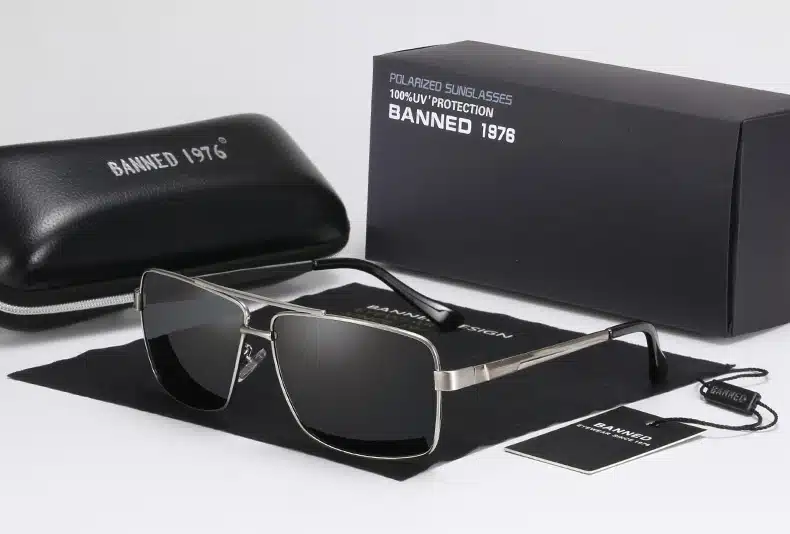 BANNED 1976 Brand Designer Rectangle Rectangle Sunglass Mens Driving Sun GlassesClassic design Fashion Polarized Sunglasses 17