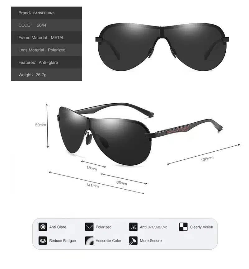 BANNED 1976 Polarized Sunglasses Men Driving Aluminum Magnesium Sun Glasses man Brand Square Unisex male Travel Eyewear UV400 13