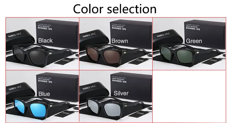 BANNED 1976 Fashion Men Polarized Sunglasses women Driving Mirrors Points matte Black Frame Eyewear Male Sun Glasses UV400 18