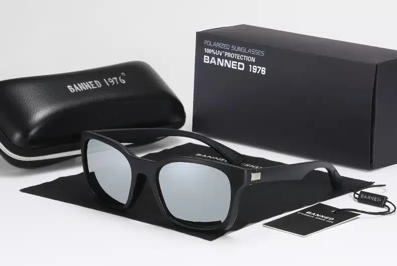 BANNED 1976 Fashion Men Polarized Sunglasses women Driving Mirrors Points matte Black Frame Eyewear Male Sun Glasses UV400 28