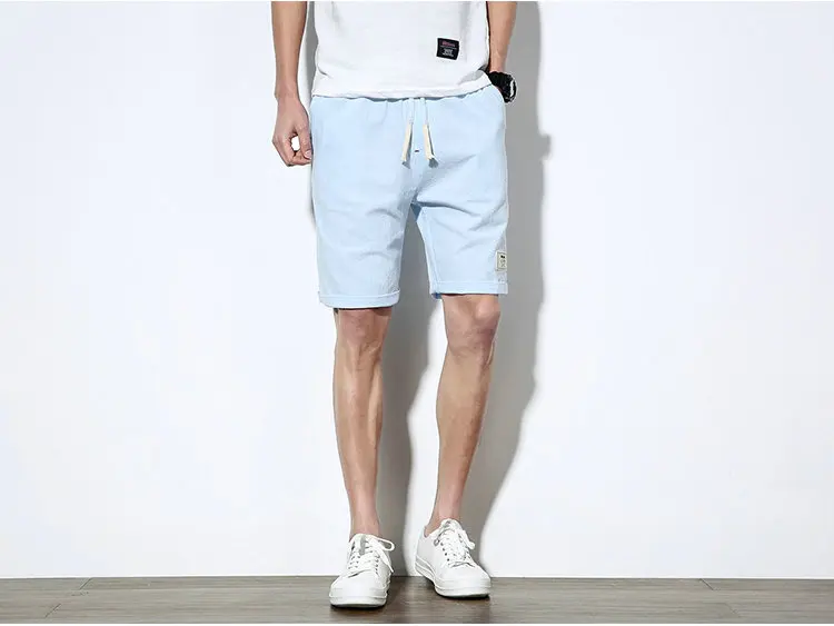 2018 Hot Fashion Men Short Pants Summer Linen Men Shorts Casual Slim Solid Beach Bermuda Shorts 15