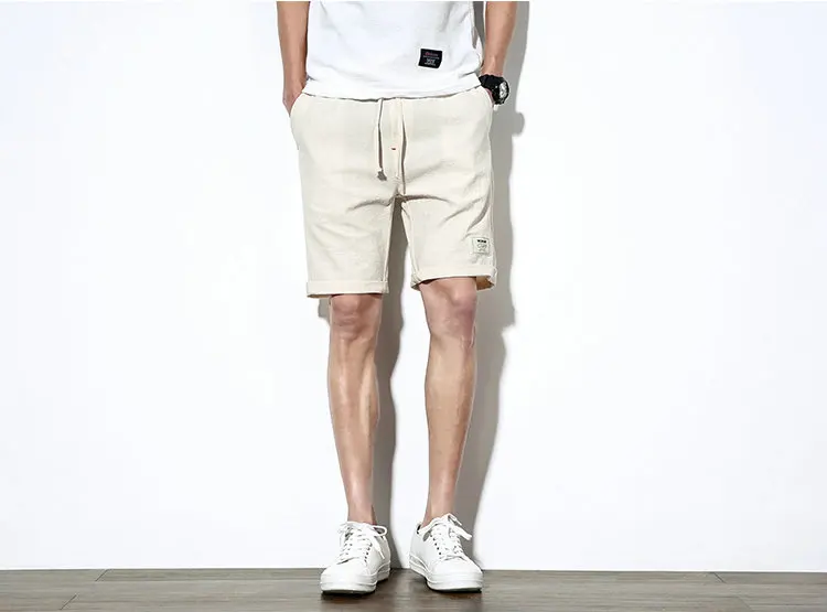 2018 Hot Fashion Men Short Pants Summer Linen Men Shorts Casual Slim Solid Beach Bermuda Shorts 17