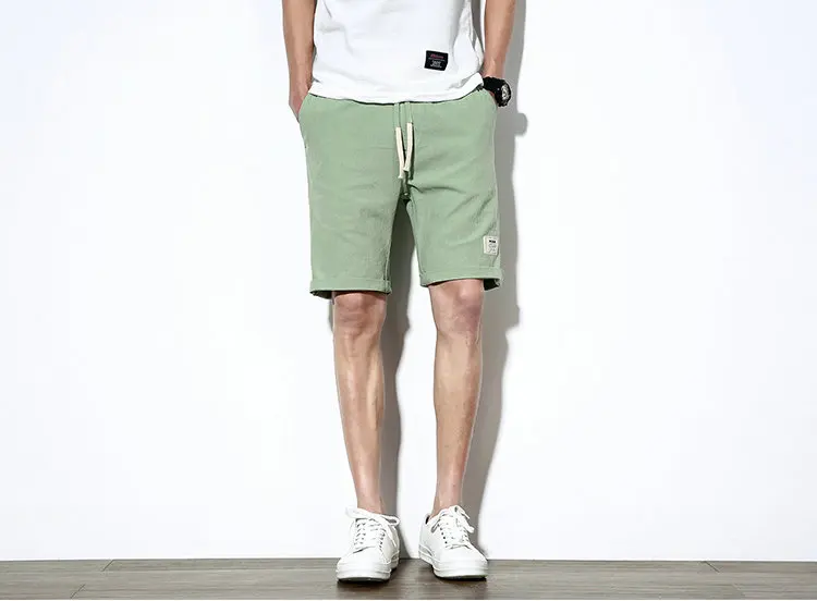 2018 Hot Fashion Men Short Pants Summer Linen Men Shorts Casual Slim Solid Beach Bermuda Shorts 18