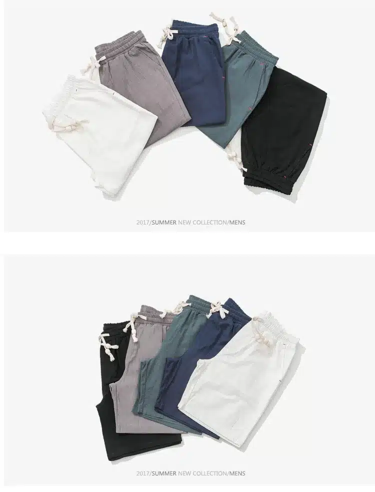 2018 Summer casual Shorts Men Linen Cotton solid loose man Drawstring soft Comfortable Flax shorts bermuda plus size 5XL K66 11