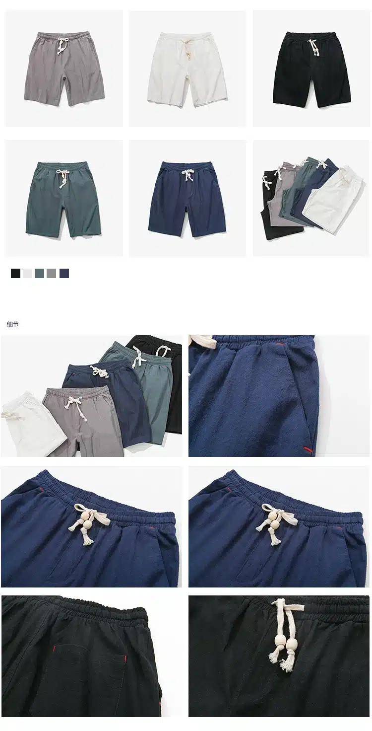 2018 Summer casual Shorts Men Linen Cotton solid loose man Drawstring soft Comfortable Flax shorts bermuda plus size 5XL K66 12