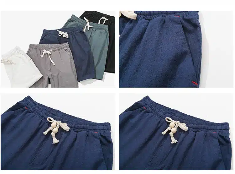 2018 Summer casual Shorts Men Linen Cotton solid loose man Drawstring soft Comfortable Flax shorts bermuda plus size 5XL K66 18