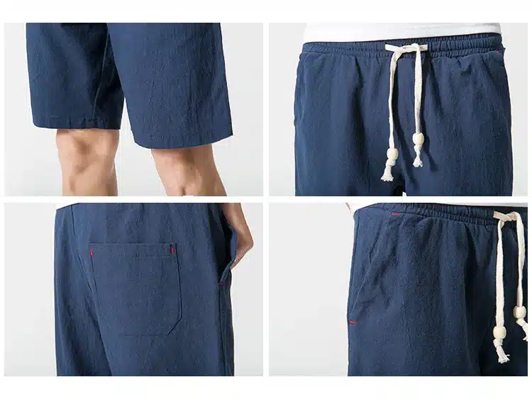 2018 Summer casual Shorts Men Linen Cotton solid loose man Drawstring soft Comfortable Flax shorts bermuda plus size 5XL K66 19