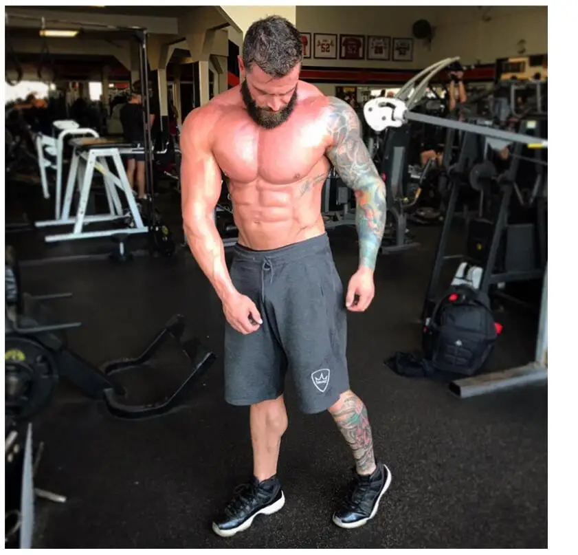 Men 2018 Summer New Loose Cotton Shorts Man Gyms Fitness Knee Length Sweatpants Male Jogger Workout Crossfit Brand Short Pants 10