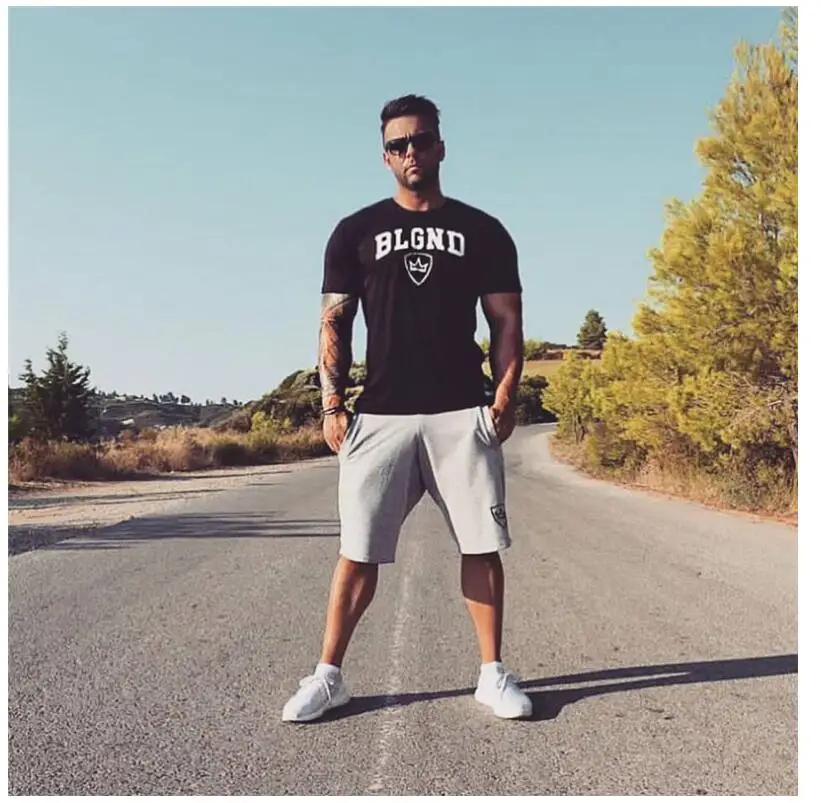 Men 2018 Summer New Loose Cotton Shorts Man Gyms Fitness Knee Length Sweatpants Male Jogger Workout Crossfit Brand Short Pants 11