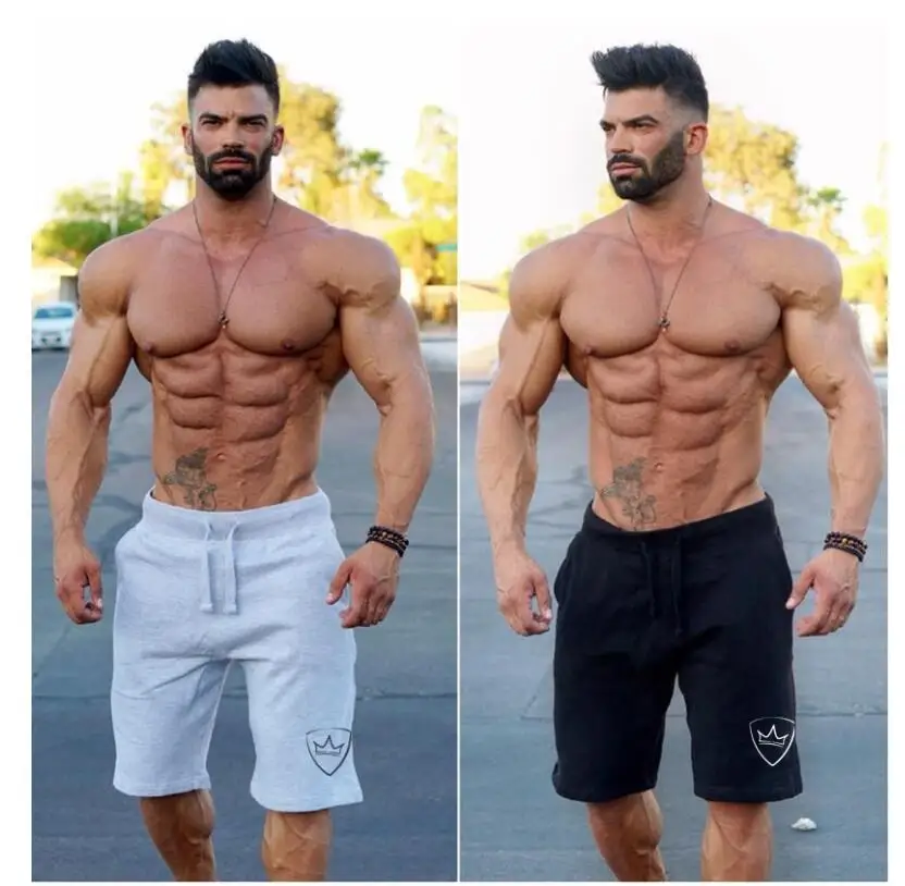 Men 2018 Summer New Loose Cotton Shorts Man Gyms Fitness Knee Length Sweatpants Male Jogger Workout Crossfit Brand Short Pants 12