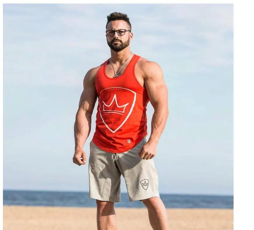 Men 2018 Summer New Loose Cotton Shorts Man Gyms Fitness Knee Length Sweatpants Male Jogger Workout Crossfit Brand Short Pants 17