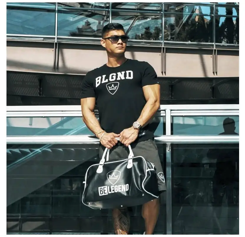 Men 2018 Summer New Loose Cotton Shorts Man Gyms Fitness Knee Length Sweatpants Male Jogger Workout Crossfit Brand Short Pants 19