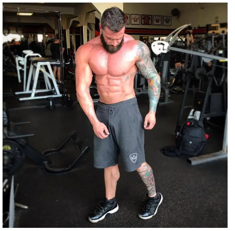 Men 2018 Summer New Loose Cotton Shorts Man Gyms Fitness Knee Length Sweatpants Male Jogger Workout Crossfit Brand Short Pants 20