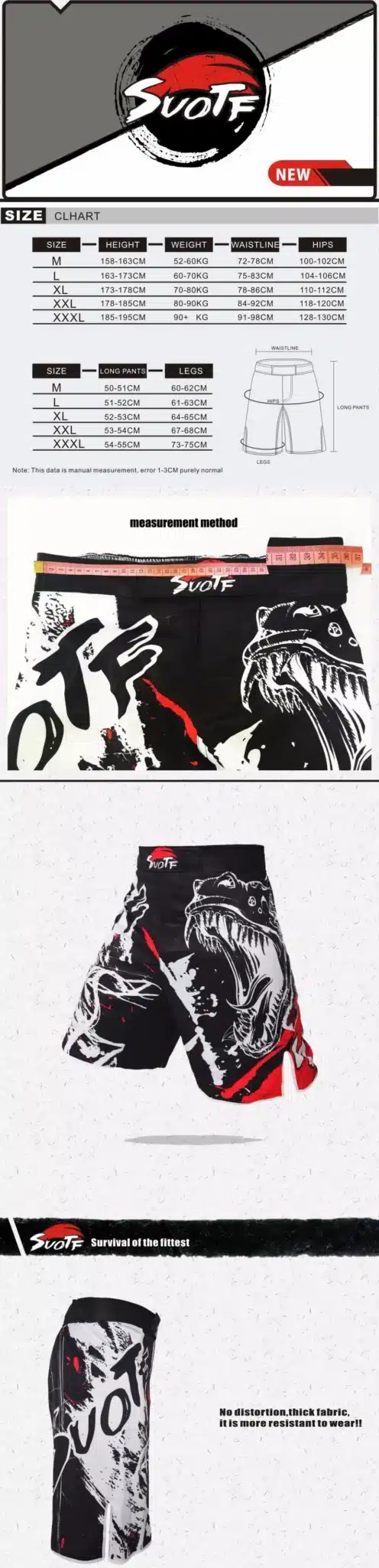 SUOTF black ink style domineering screaming MMA fitness breathable shorts fight boxing Tiger Muay Thai cheap mma shorts boxeo 14