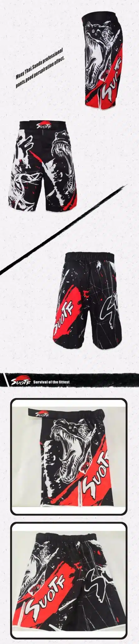 SUOTF black ink style domineering screaming MMA fitness breathable shorts fight boxing Tiger Muay Thai cheap mma shorts boxeo 15