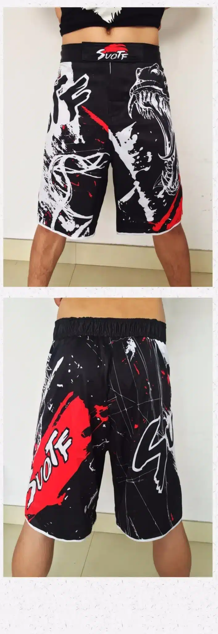 SUOTF black ink style domineering screaming MMA fitness breathable shorts fight boxing Tiger Muay Thai cheap mma shorts boxeo 16