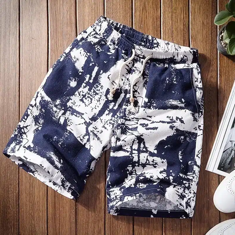Mens Shorts Casual Shorts Men Drawstring Printed male 2019 Streetwear Summer Fashion Men Shorts Cotton Linen Beach 2