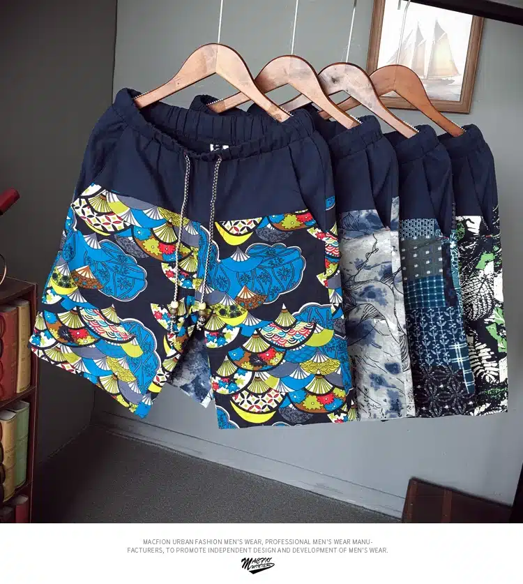 Men and women models leisure shorts fashion cotton and linen stitching 2019 summer brand beaded flowers printed beach shorts 13