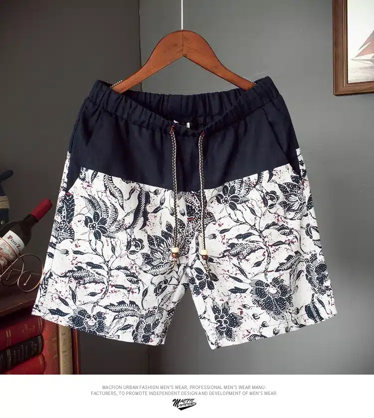 Men and women models leisure shorts fashion cotton and linen stitching 2019 summer brand beaded flowers printed beach shorts 14