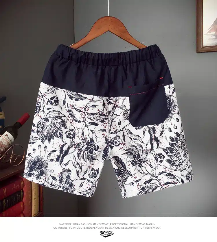Men and women models leisure shorts fashion cotton and linen stitching 2019 summer brand beaded flowers printed beach shorts 15