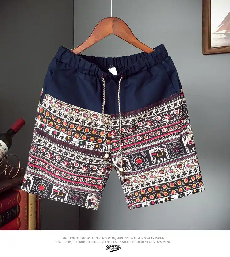 Men and women models leisure shorts fashion cotton and linen stitching 2019 summer brand beaded flowers printed beach shorts 16