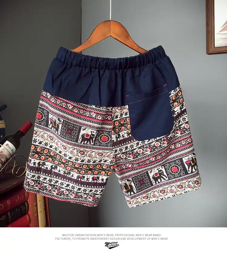 Men and women models leisure shorts fashion cotton and linen stitching 2019 summer brand beaded flowers printed beach shorts 17