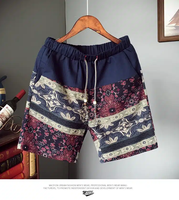 Men and women models leisure shorts fashion cotton and linen stitching 2019 summer brand beaded flowers printed beach shorts 18