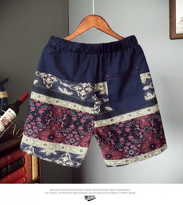 Men and women models leisure shorts fashion cotton and linen stitching 2019 summer brand beaded flowers printed beach shorts 19