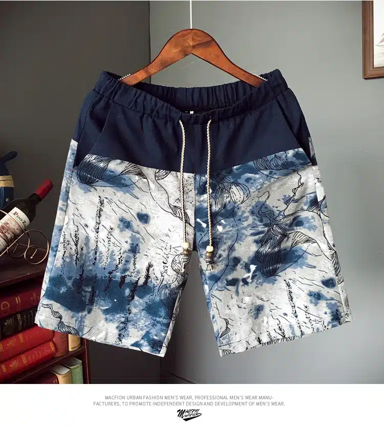 Men and women models leisure shorts fashion cotton and linen stitching 2019 summer brand beaded flowers printed beach shorts 22