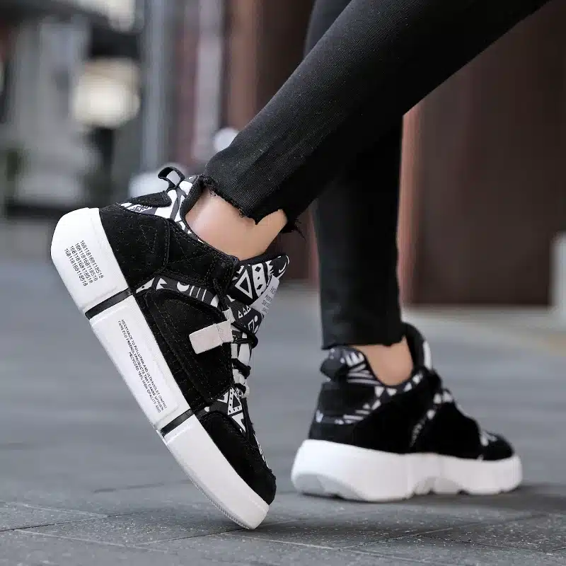 ADBOOV New 2019 Flat Sneakers Women Men Size 35-44 Leather + Canvas Chunky Shoes Chaussures Femme 15