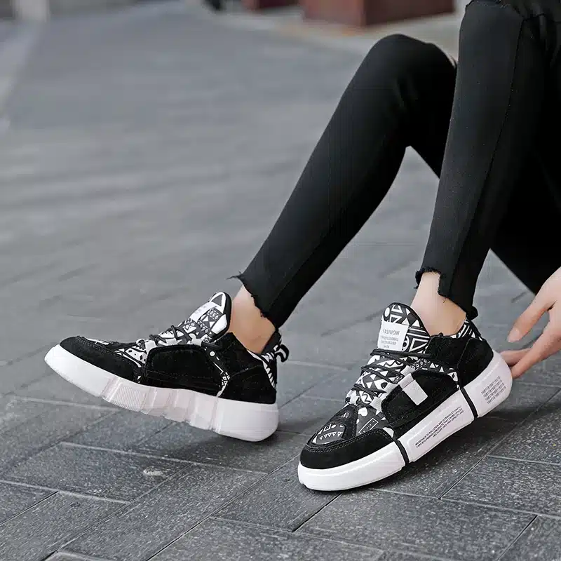 ADBOOV New 2019 Flat Sneakers Women Men Size 35-44 Leather + Canvas Chunky Shoes Chaussures Femme 16