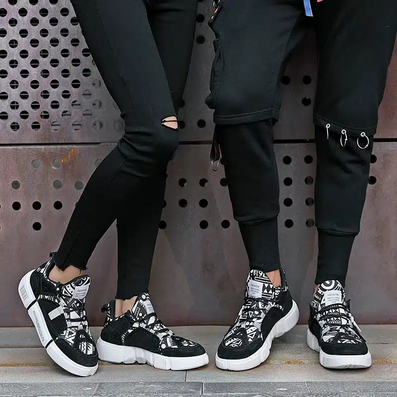 ADBOOV New 2019 Flat Sneakers Women Men Size 35-44 Leather + Canvas Chunky Shoes Chaussures Femme 17